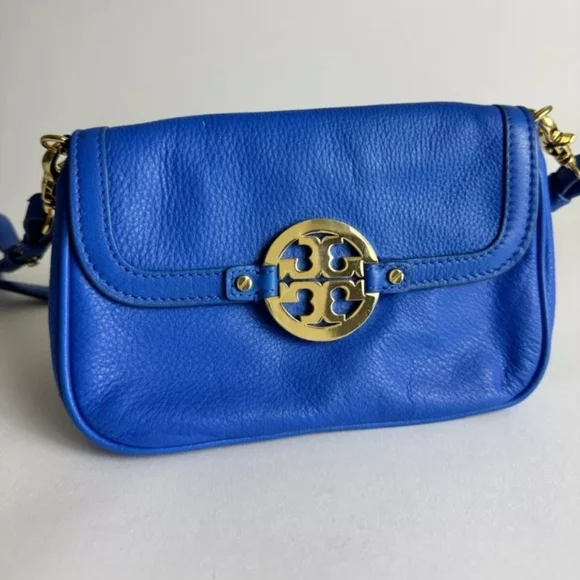 Authentic Tory Burch Electric Blue Leather Mini Amanda Crossbody Bag - Picture 6 of 6